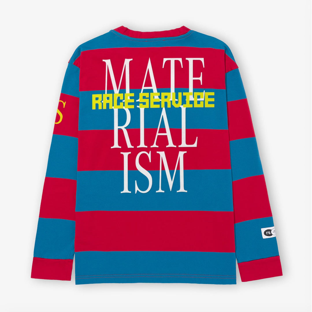 'MATERIALISM' STRIPED LONG-SLEEVE