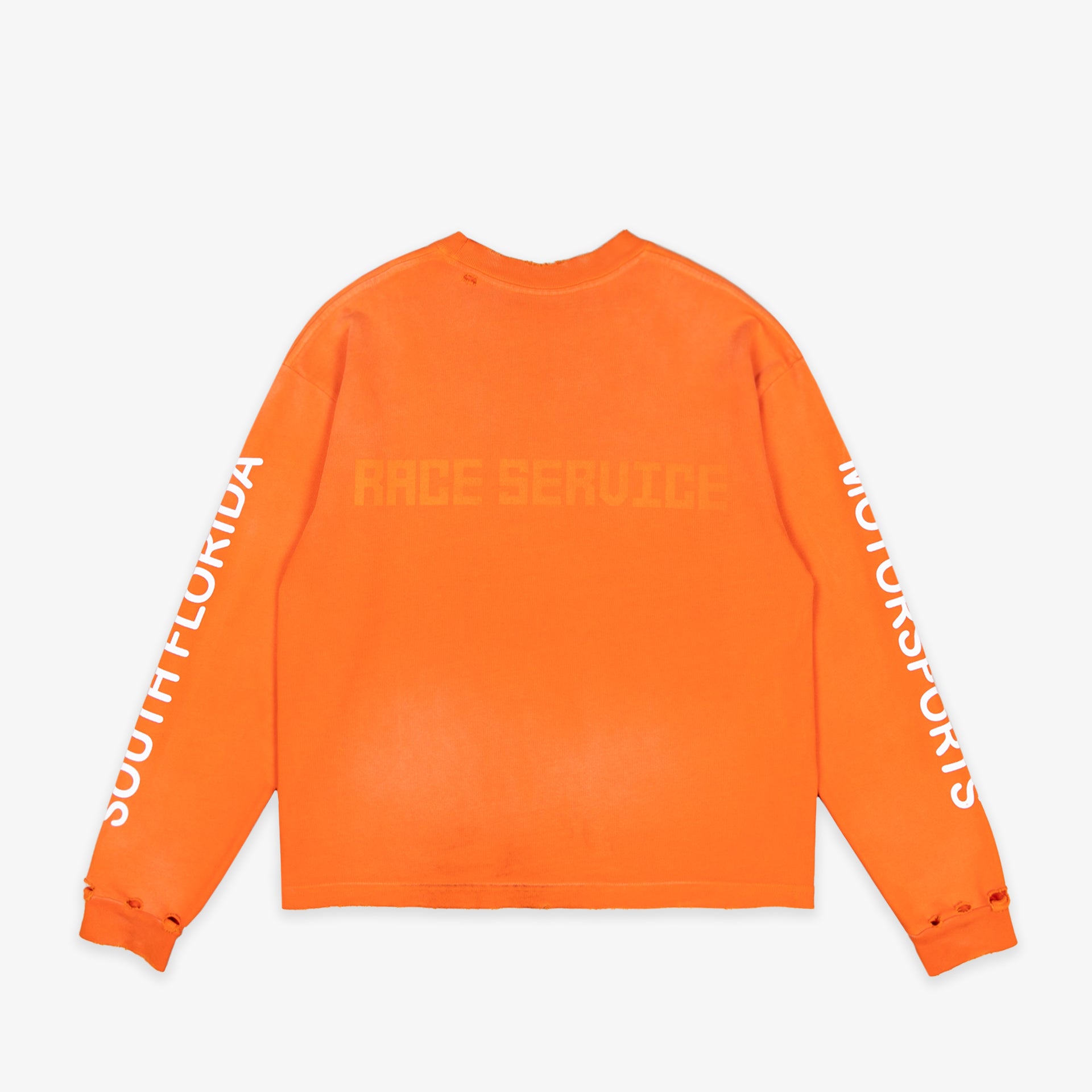Race Service X South Florida Motorsport Heaveyweight Long Sleeve Tee, Safety Orange
