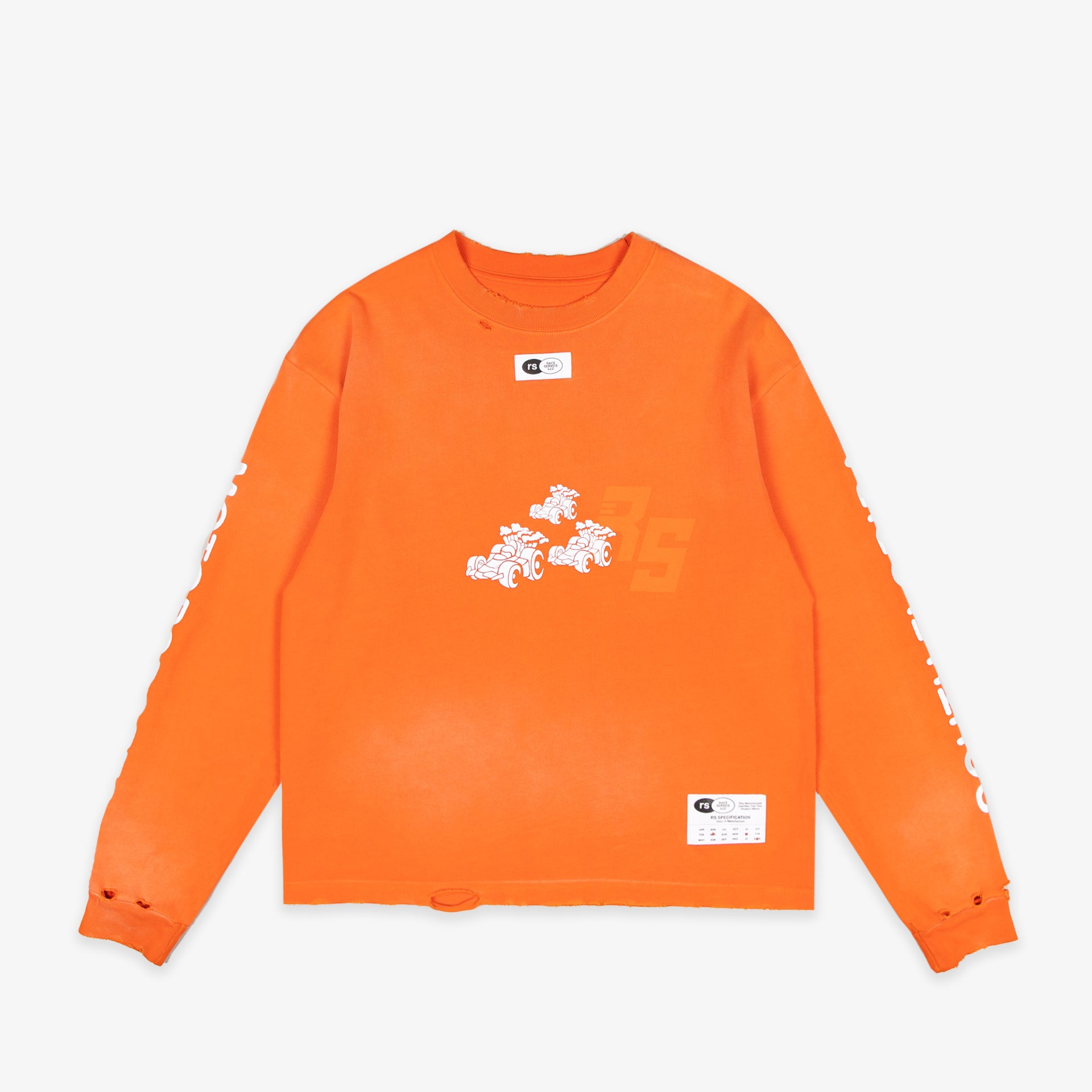 Race Service X South Florida Motorsport Heaveyweight Long Sleeve Tee, Safety Orange