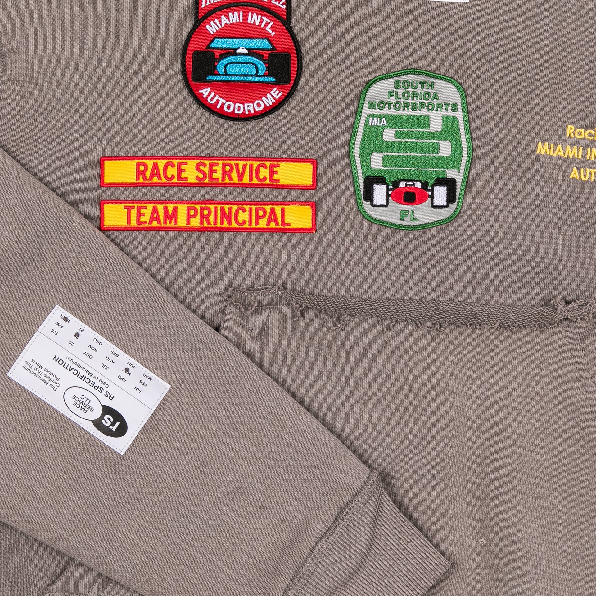 Race Service X South Florida Motorsports Patches Hooded Sweatshirt, Tan