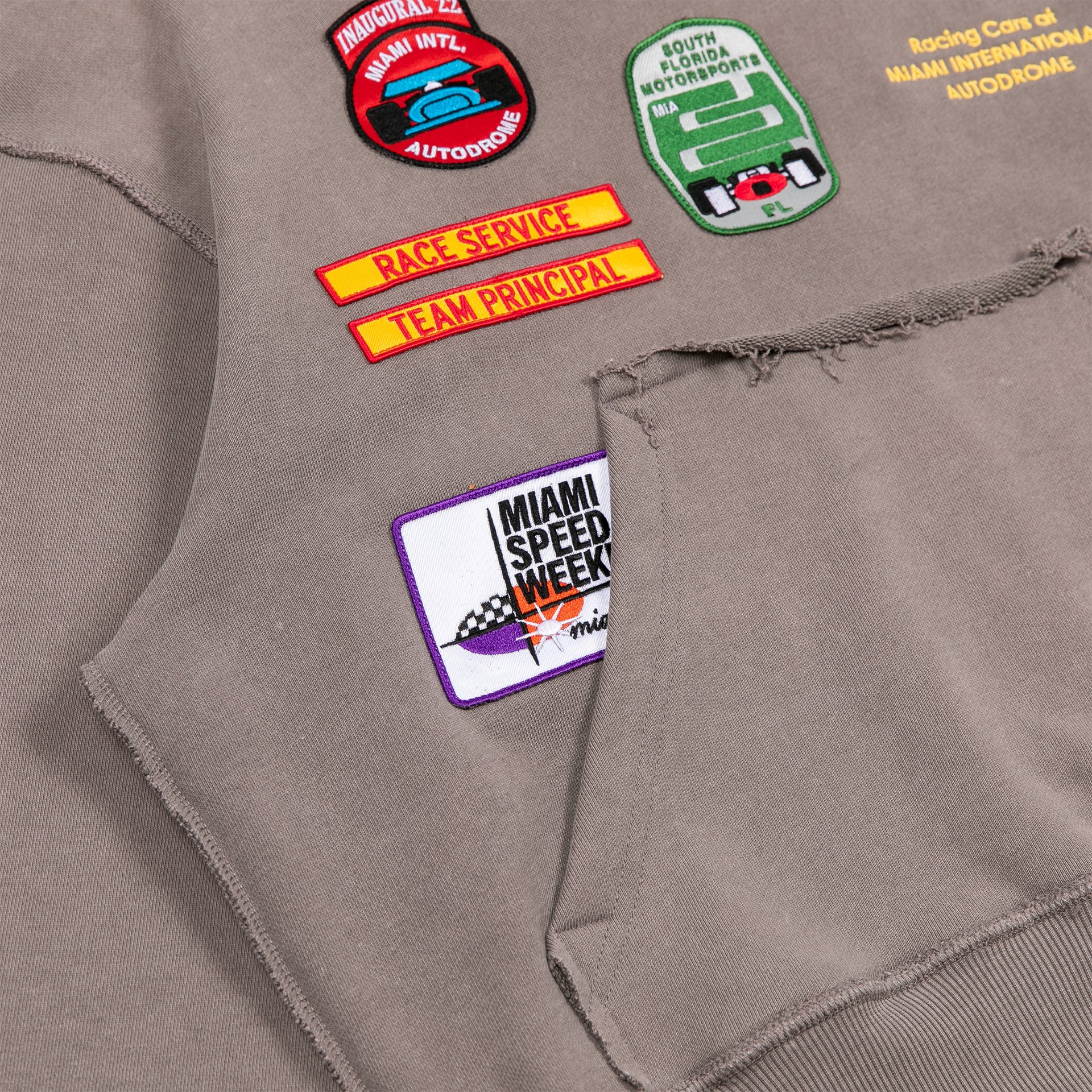 Race Service X South Florida Motorsports Patches Hooded Sweatshirt, Tan