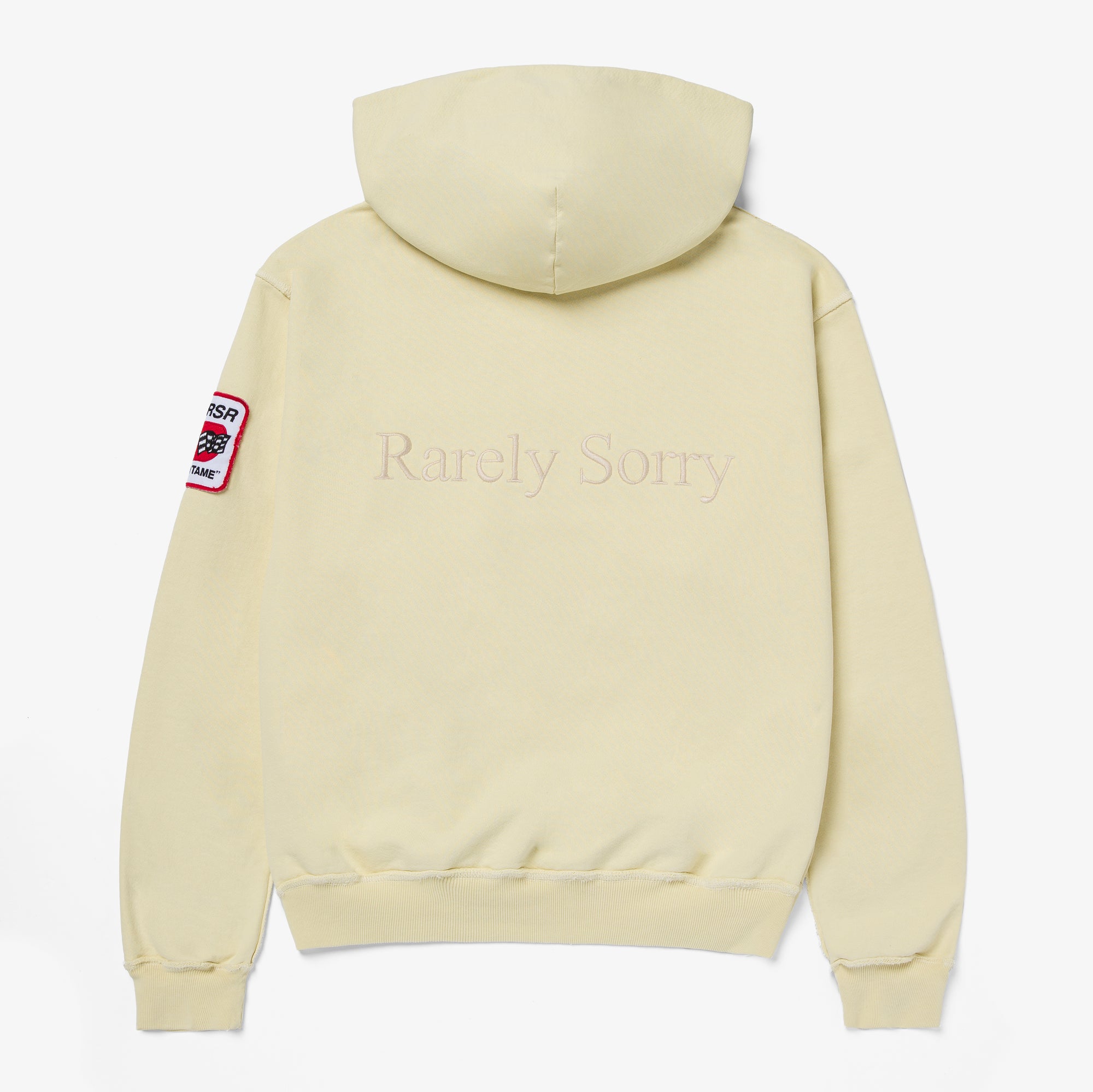 'RARELY SORRY' PATCHES HOODIE, VANILLA YELLOW