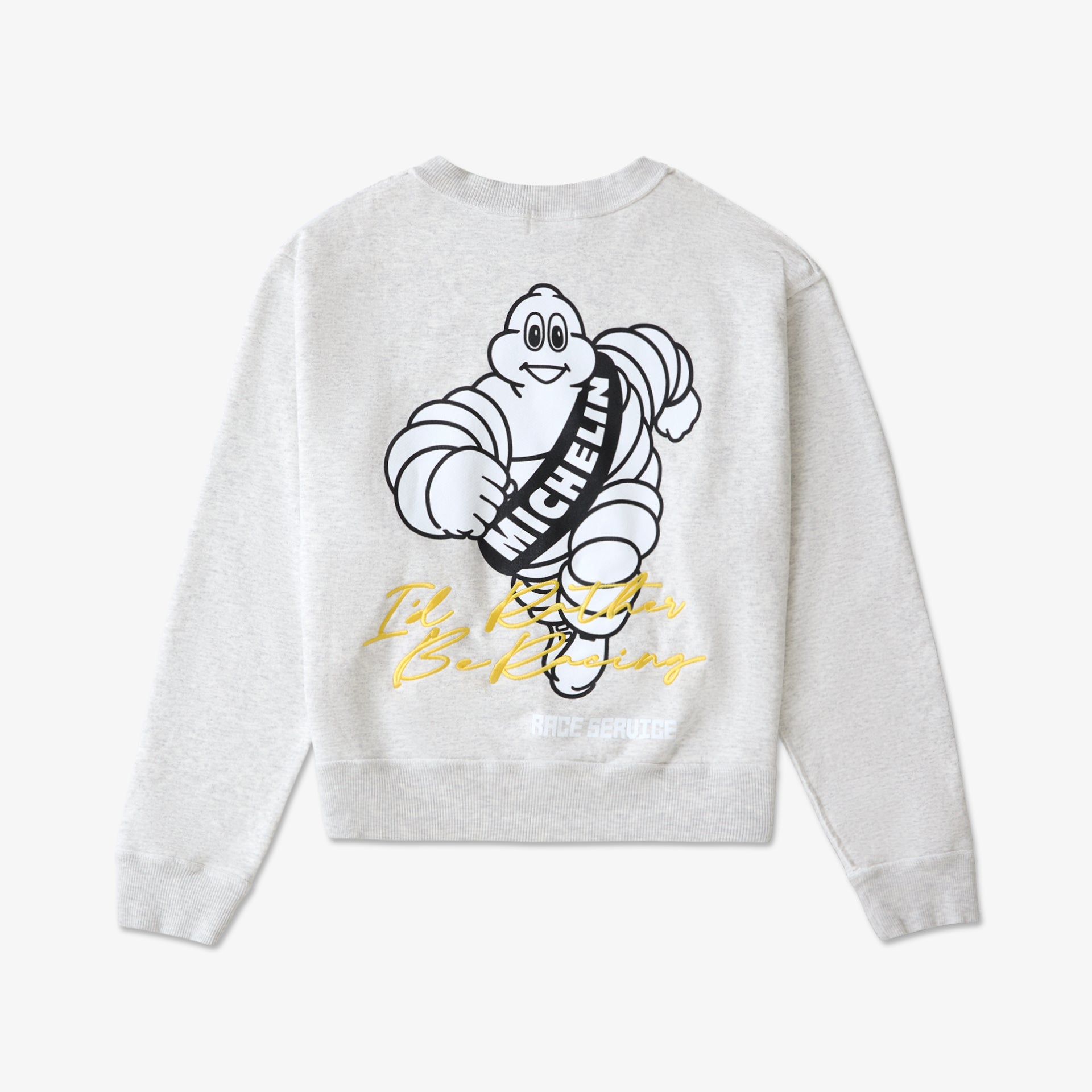 Race Service x Michelin 'I'd Rather Be Racing' Crewneck, Heather Grey