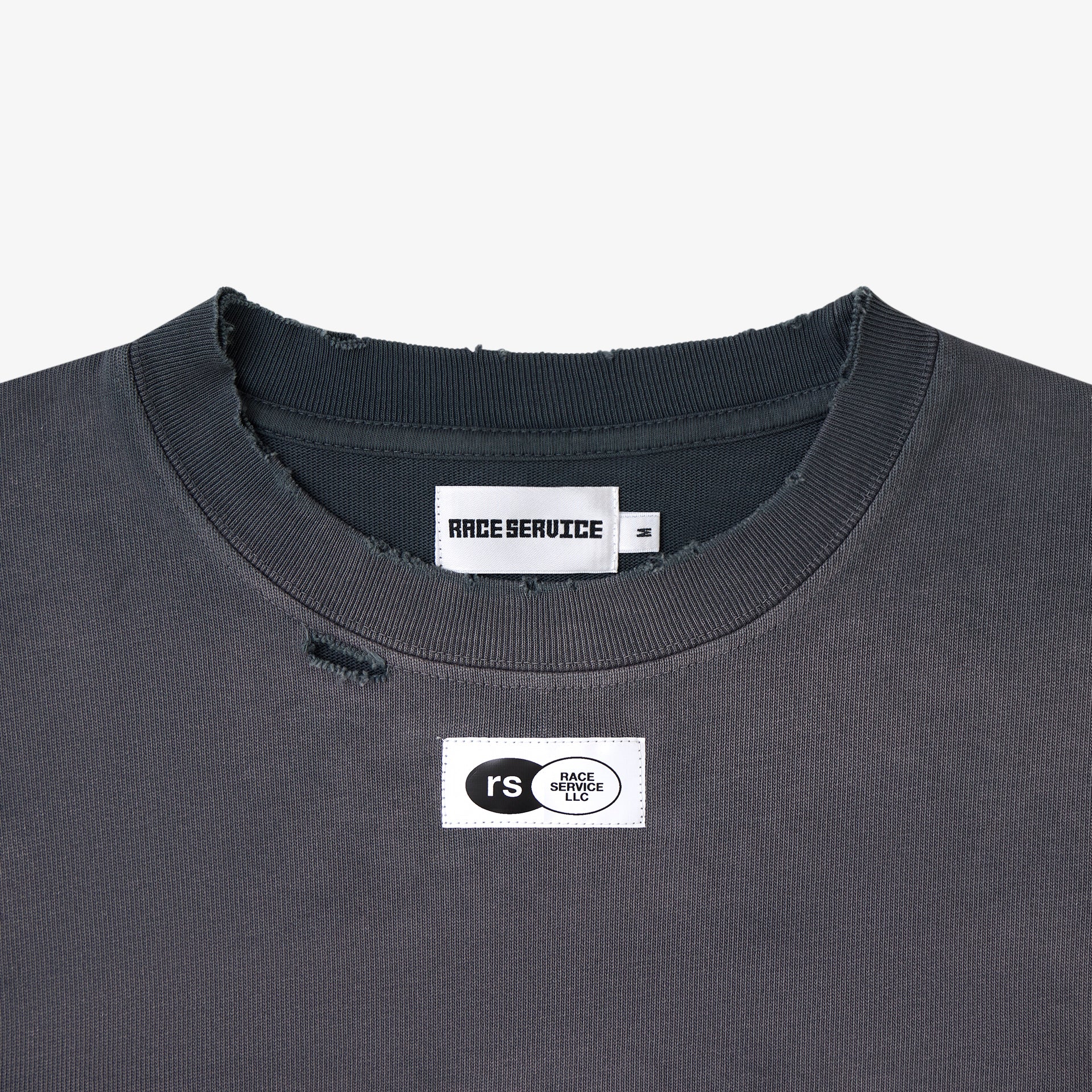 Race Service x Michelin 'Banquet Bibendum' Distressed Long Sleeve Tee, Dark Grey