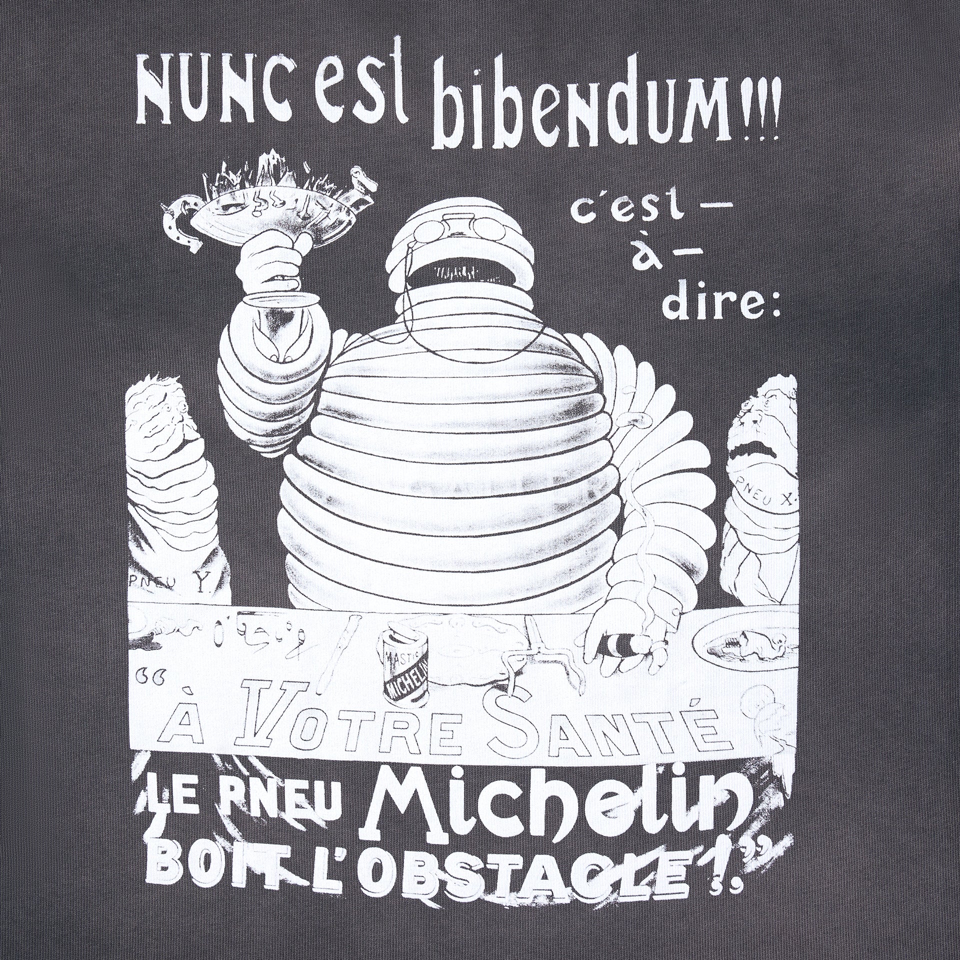 Race Service x Michelin 'Banquet Bibendum' Distressed Long Sleeve Tee, Dark Grey