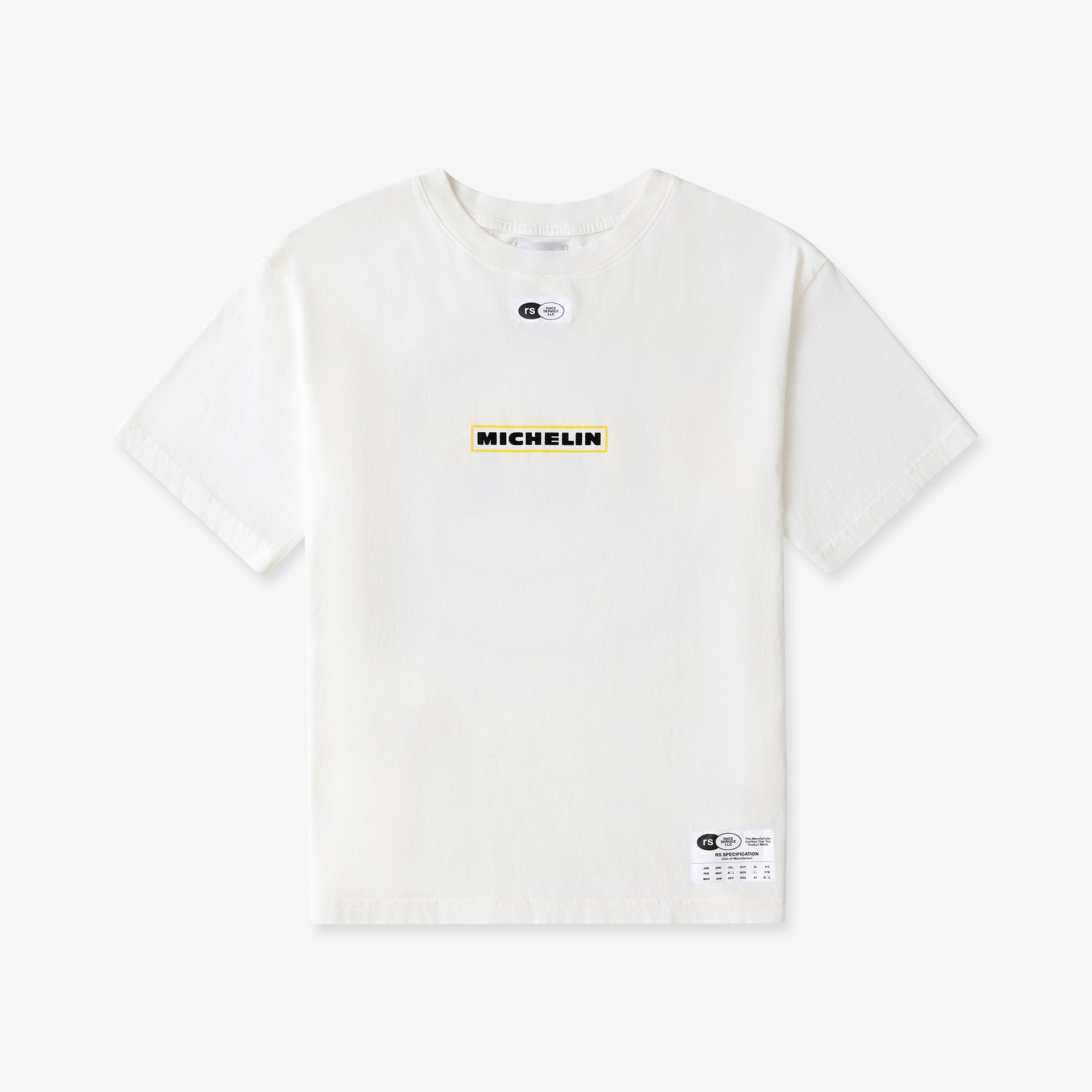 Race Service x Michelin 'Smiley Bib' Short Sleeve Flocked Tee, White