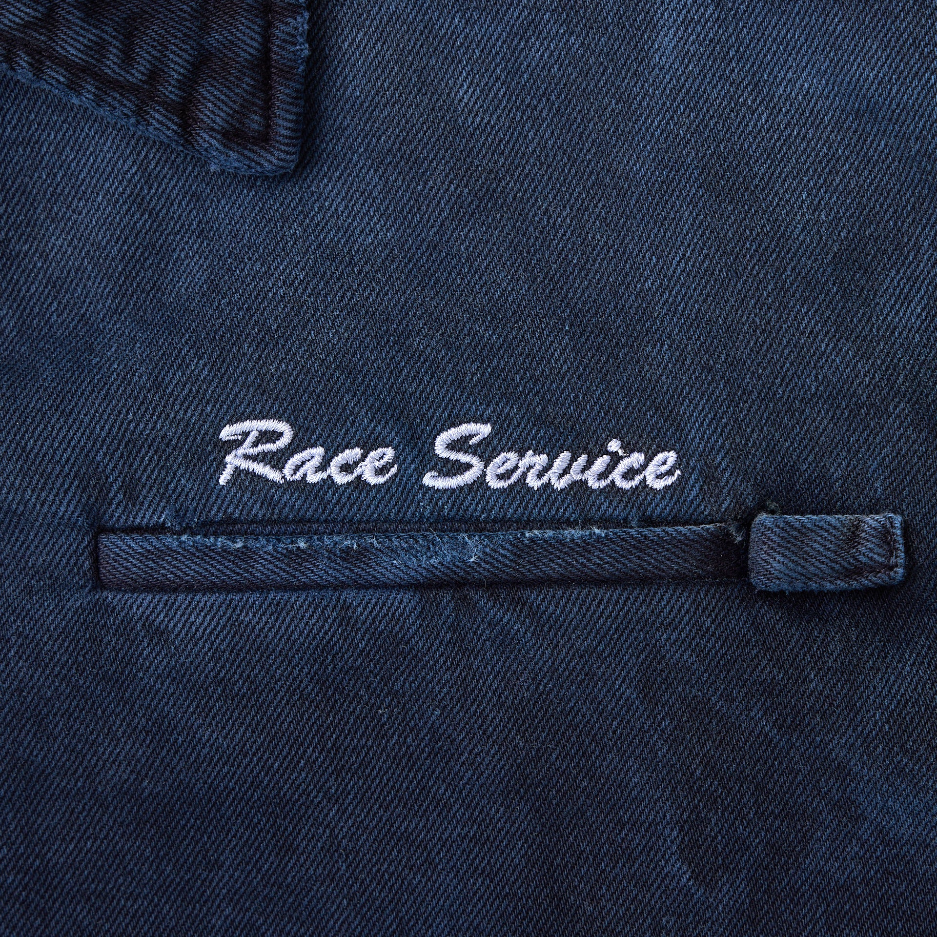 Race Service x Michelin 'Banquet Bib' Distressed Mechanics Jacket, Midnight Blue
