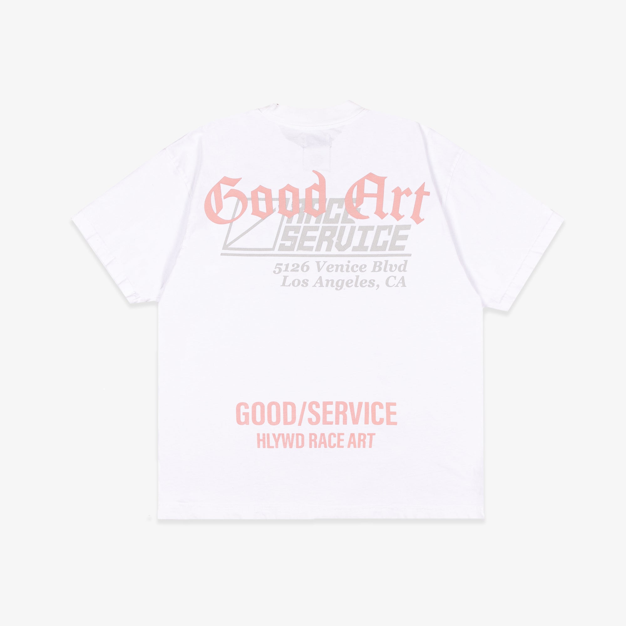 Race Service x Good Art 'Good/Service' T-Shirt, White, Grey, Pink