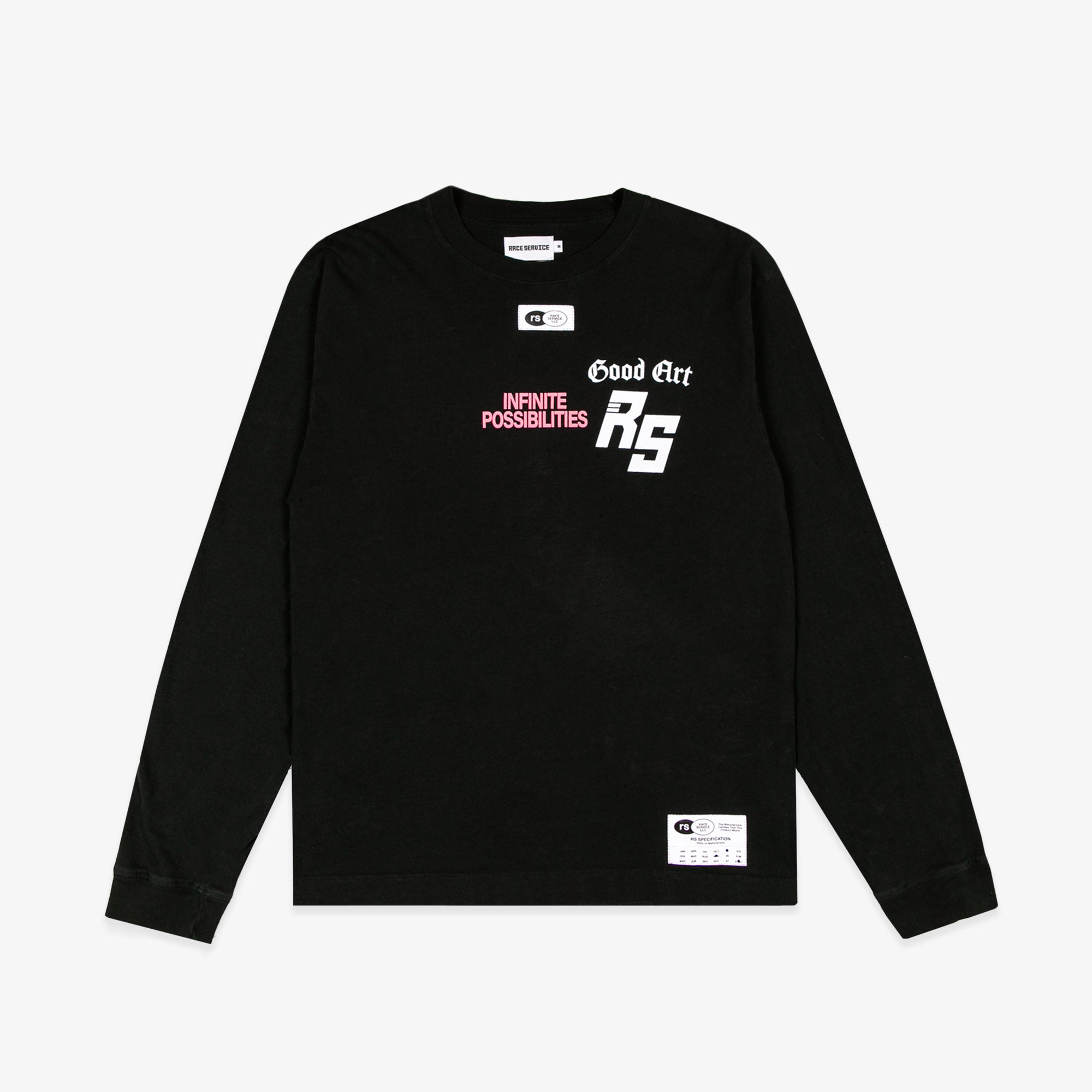 Race Service x Good Art 'Infinite Possibilities' Long Sleeve Tee, Black, White, Pink