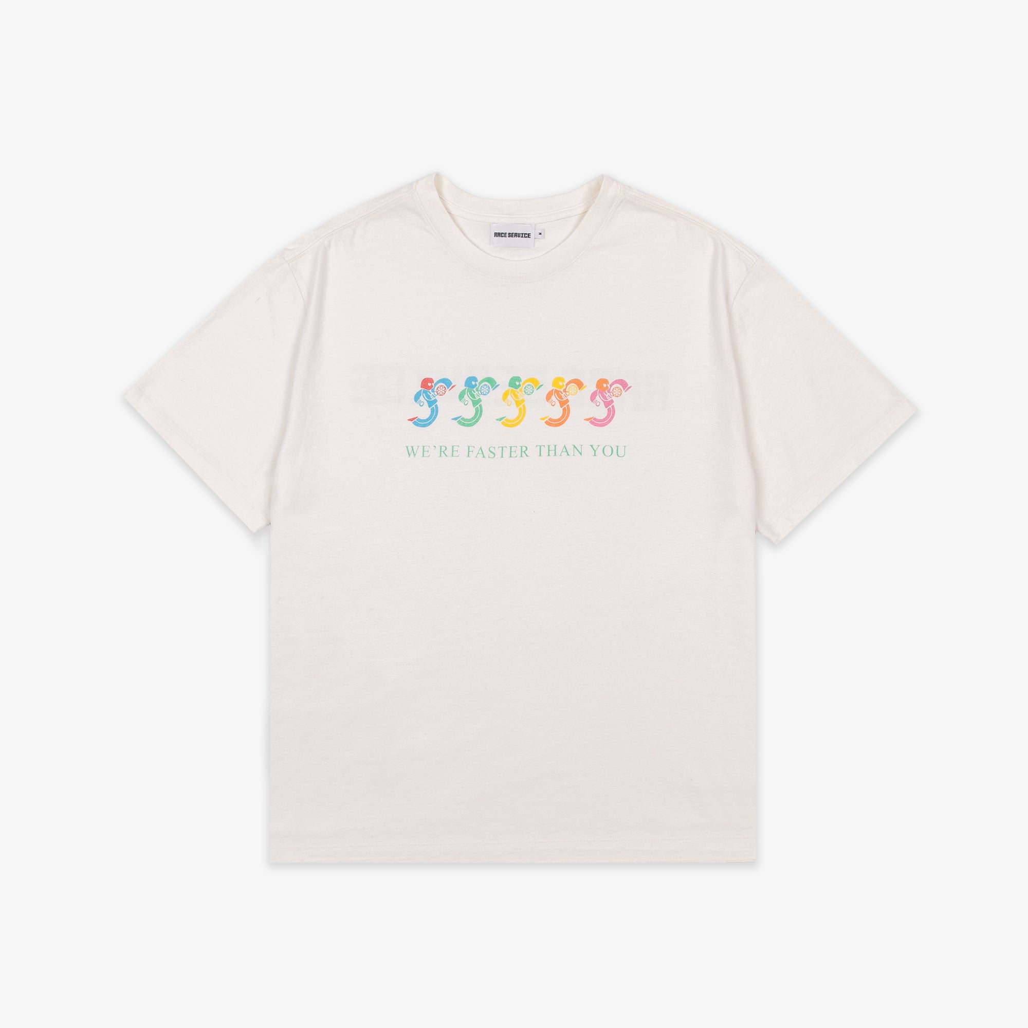 Race Service x Good Art x Up There  'Faster than you' Tee, Vintage white