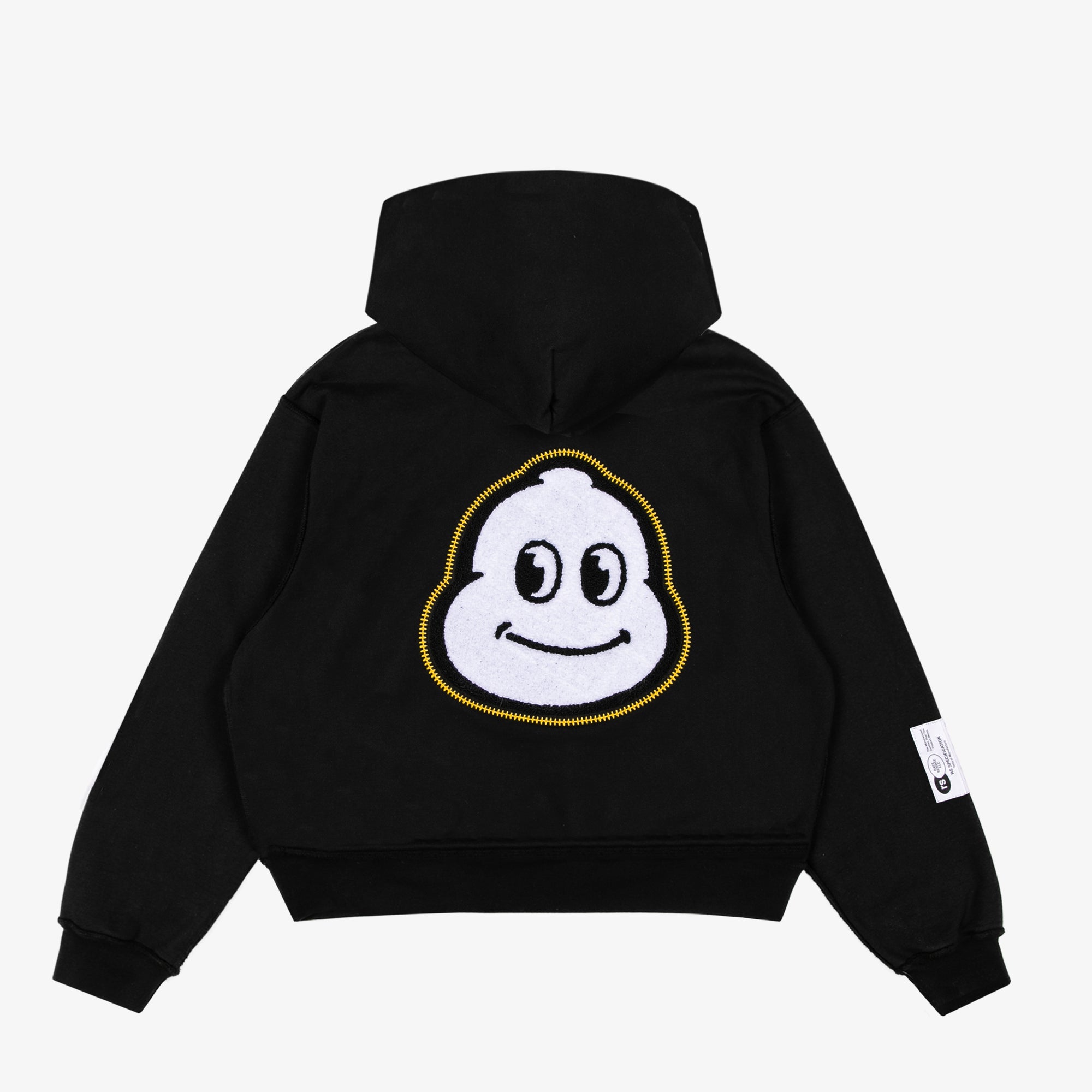 Race Service x Michelin 'Smiley Bib' Chenille Patch Hooded Sweatshirt, Black