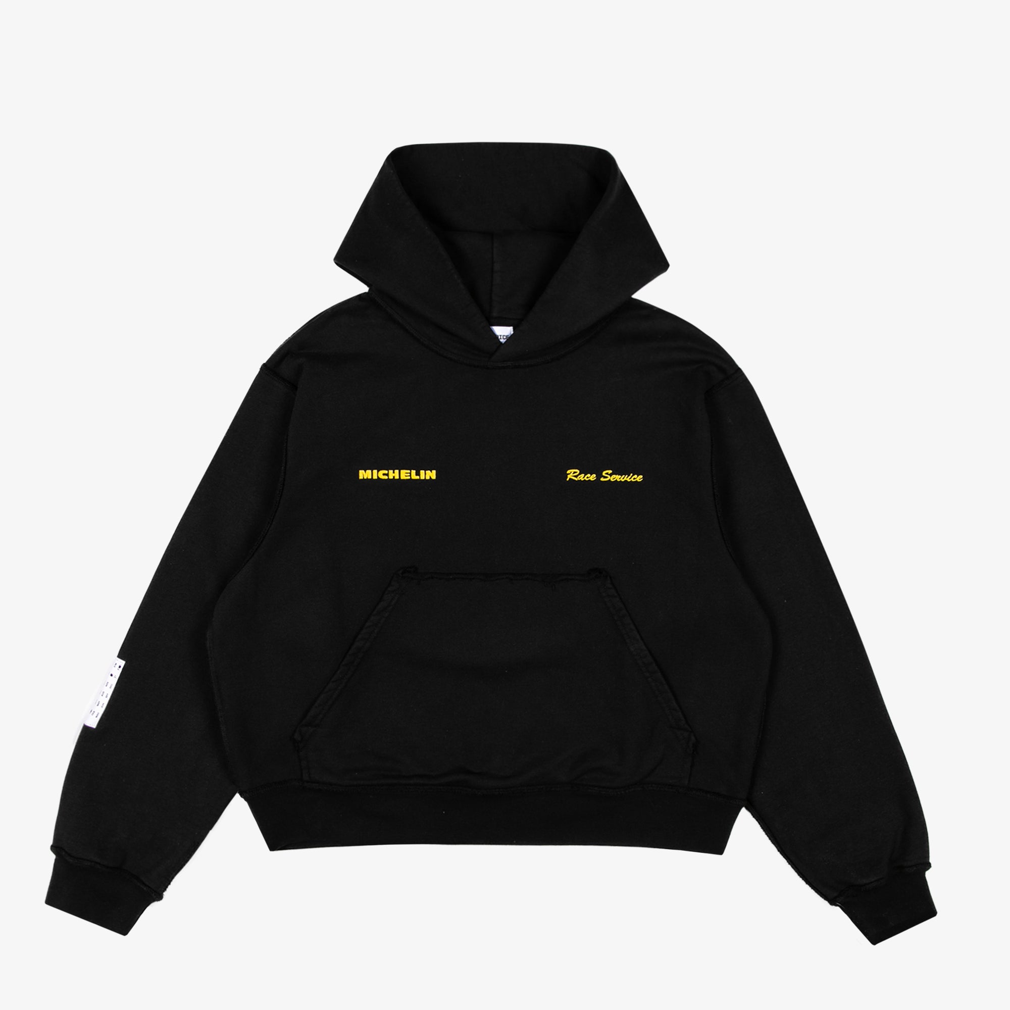 Race Service x Michelin 'Smiley Bib' Chenille Patch Hooded Sweatshirt, Black