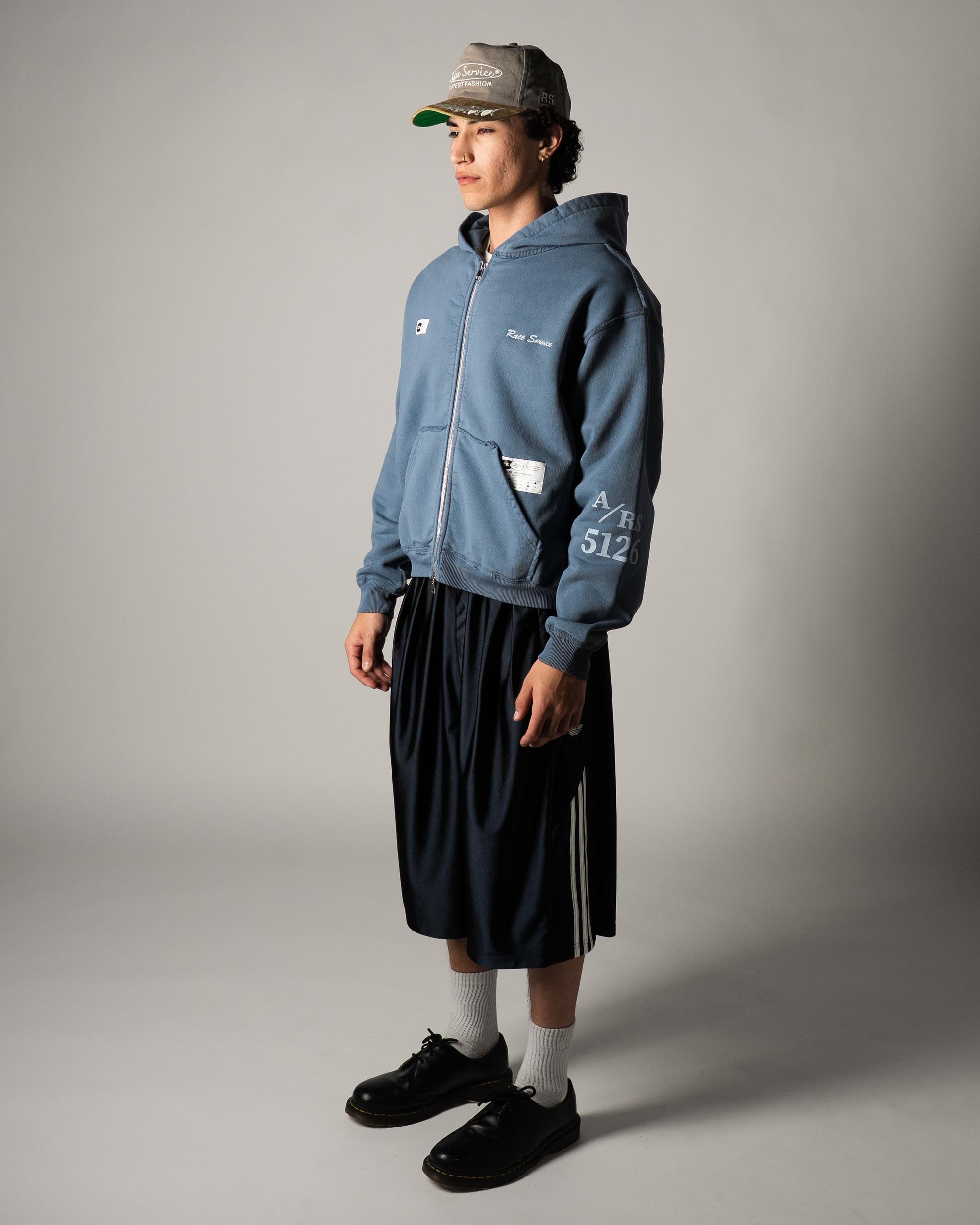 Race Service Signature Hooded Zip-Up, Dusty Blue